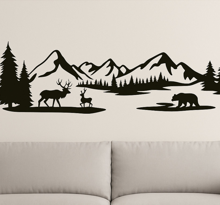 Mountain Forest Landscape wall decal for living room - TenStickers