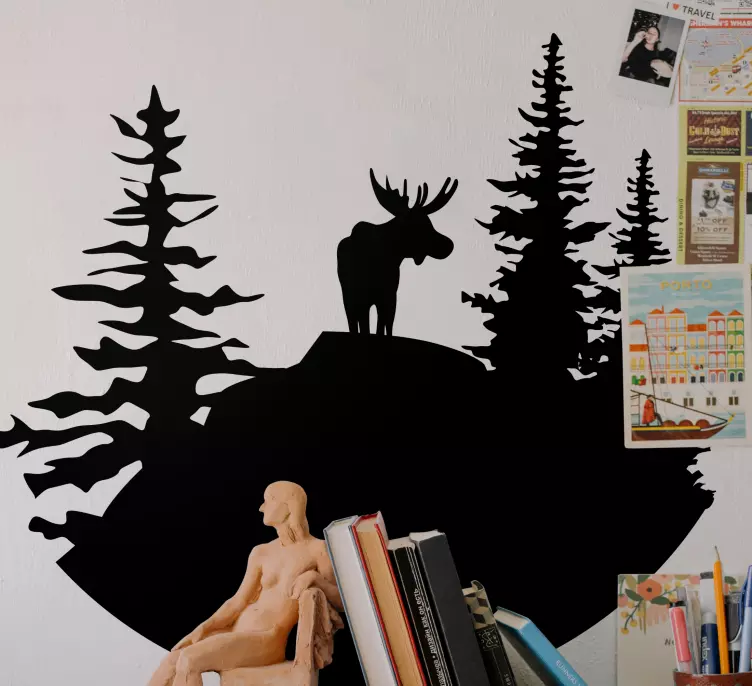 Mountain silhouette with moose nature sticker - TenStickers
