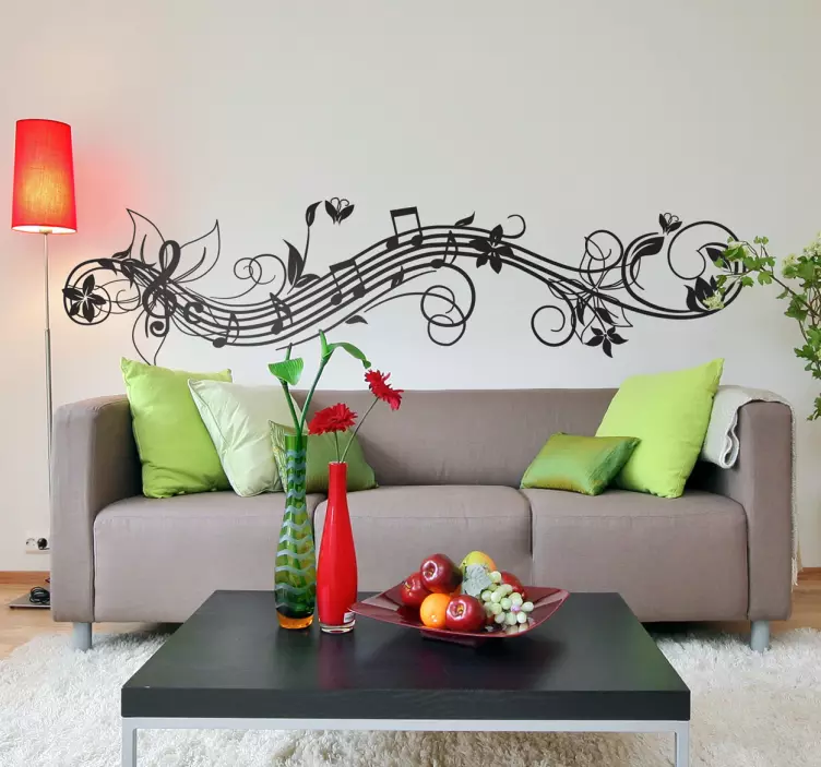 Musical Flowers Living Room Wall Sticker - TenStickers