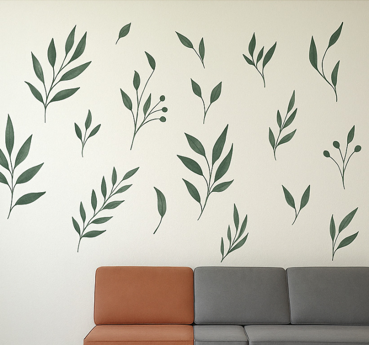 Natural Leaves  wall decal for living room - TenStickers