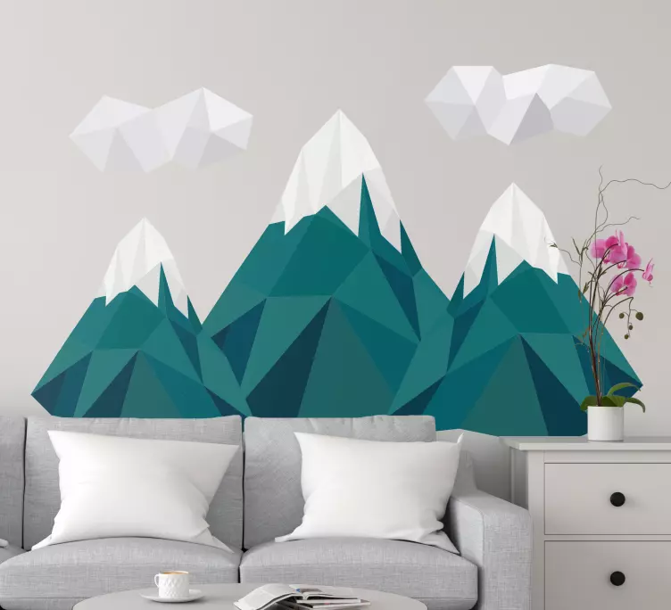 Nature wall sticker geometric mountain peaks - TenStickers