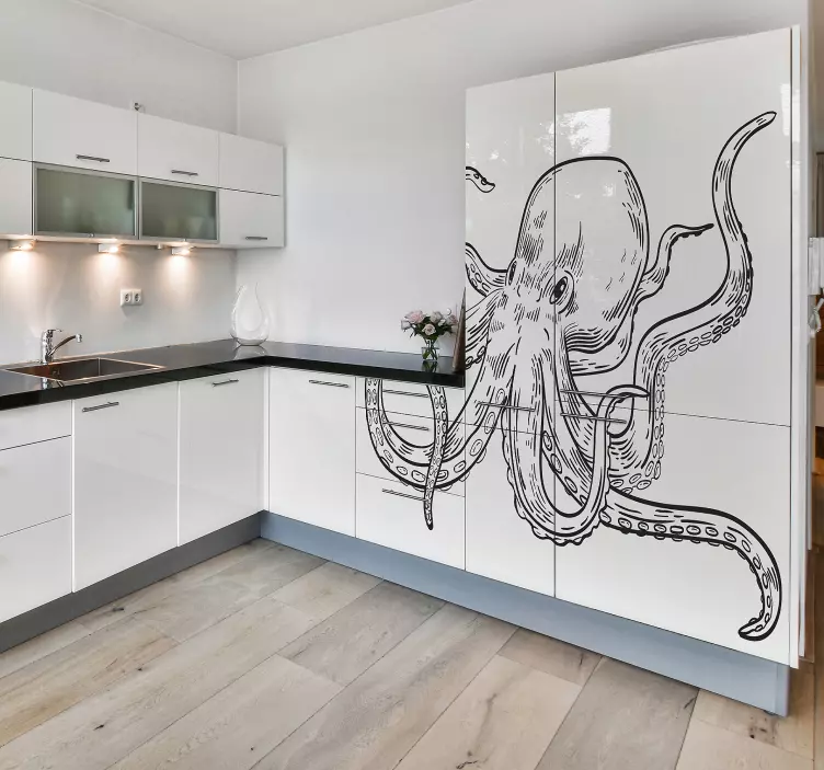 Octopus illustration kitchen wall sticker - TenStickers
