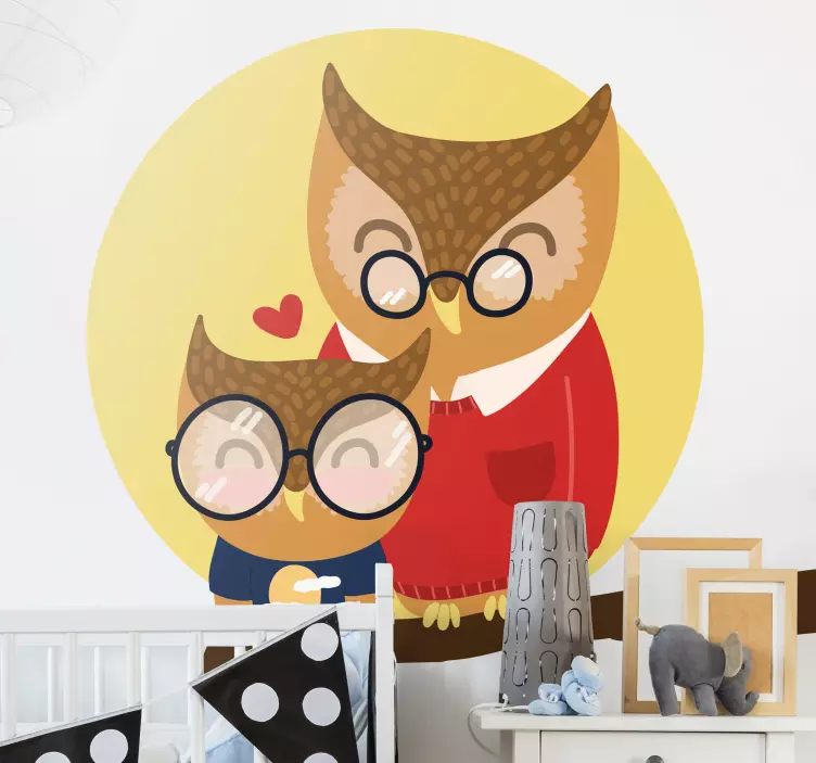 Owl family portrait wall sticker for kid - TenStickers