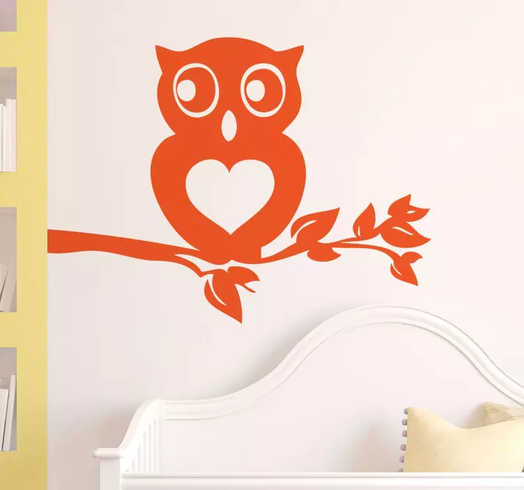 Owl Heart Wall Sticker - TenStickers