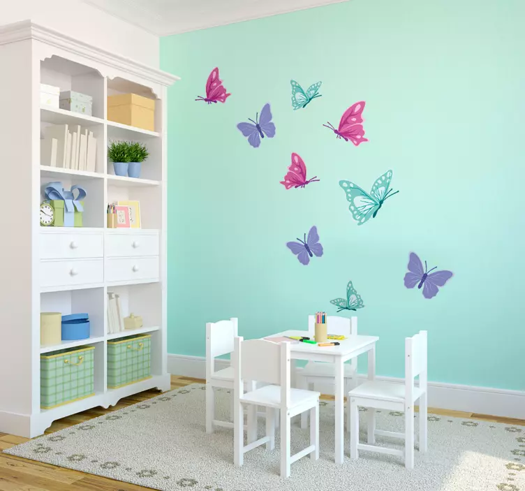 Set of pastel butterfly wall sticker - TenStickers