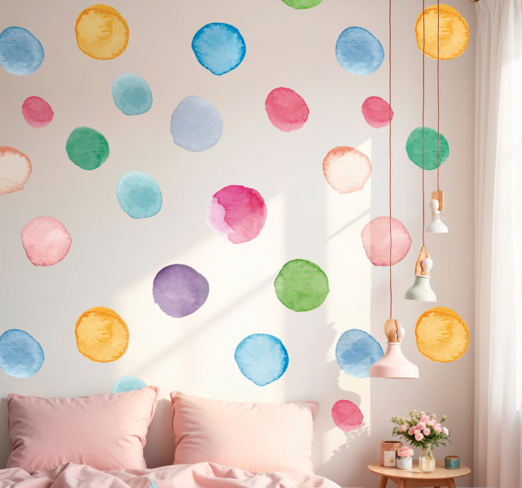 Pastel multicolor dots wall decal - TenStickers
