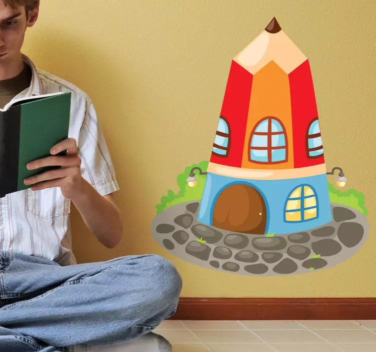 Pencil House Design wall sticker for kid - TenStickers