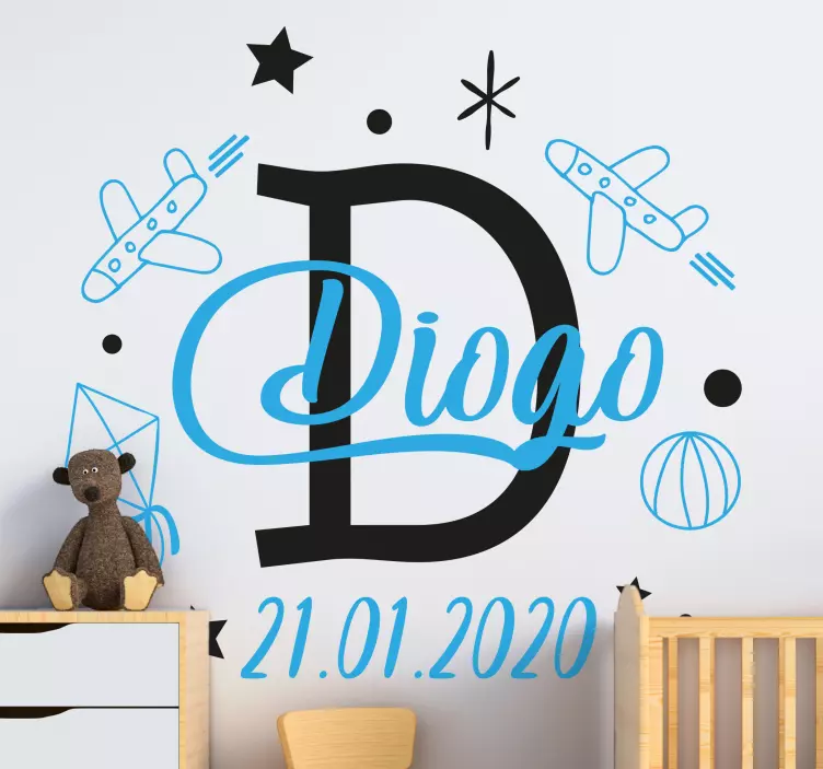 Personalized Airplane Theme wall sticker for kid - TenStickers