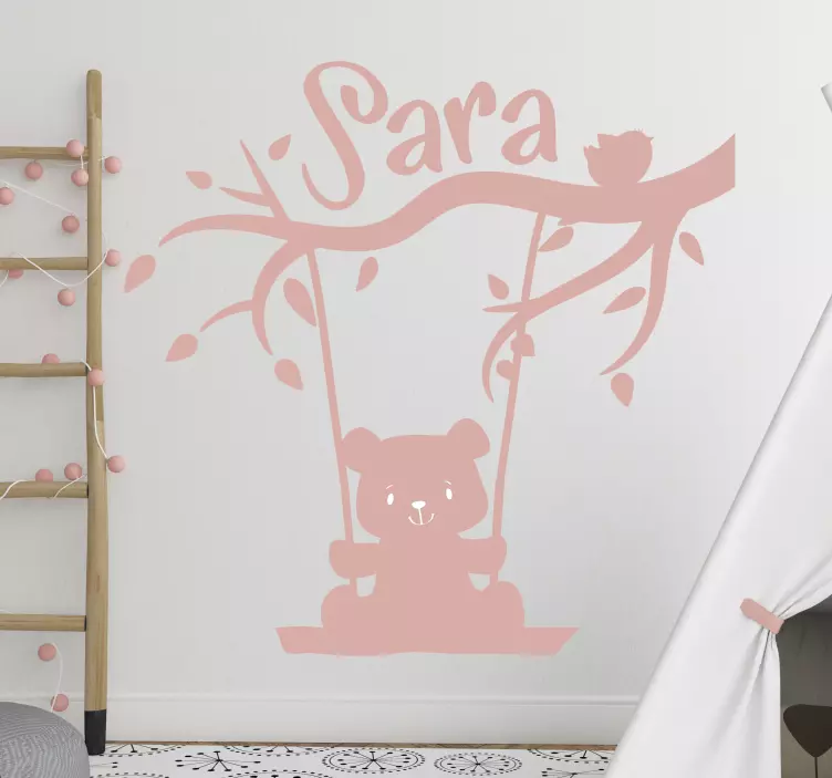 Personalized Bear Swing wall sticker for kid - TenStickers