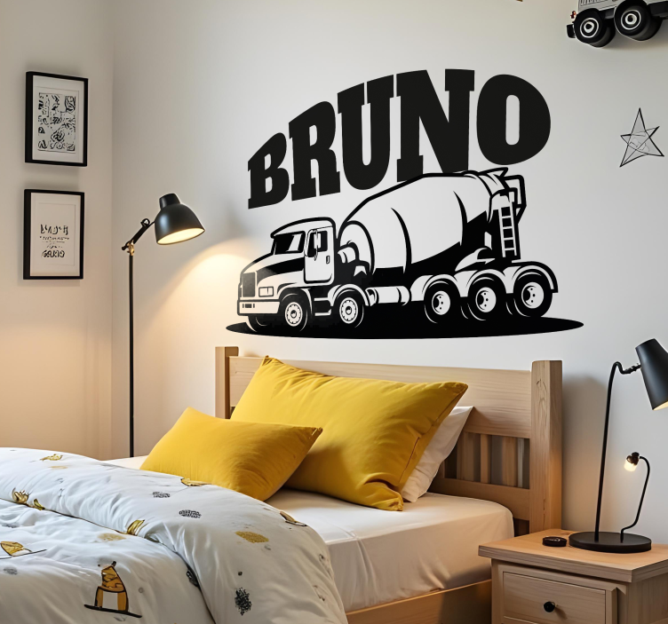 personalized concrete mixer truck toy sticker - TenStickers