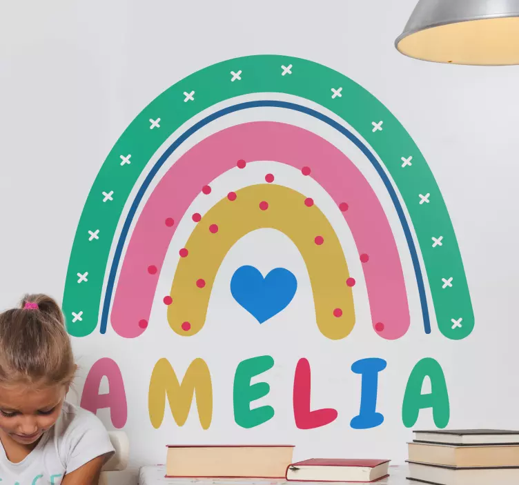 Personalized rainbow decor wall sticker for kid - TenStickers