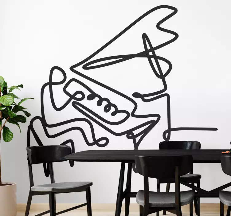 Piano Line Art musical sticker - TenStickers
