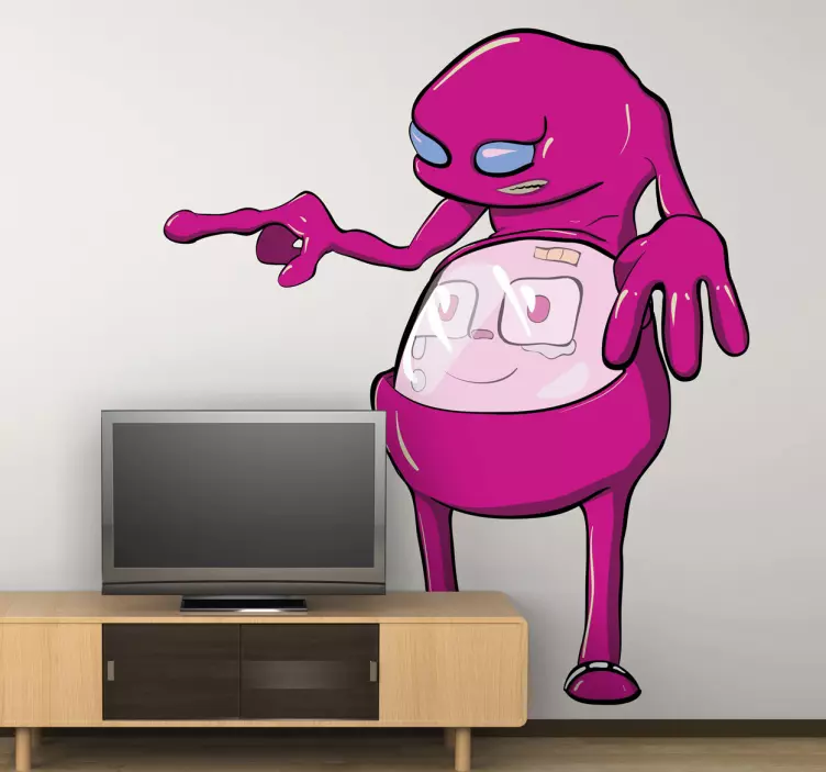Pink Alien Wall Sticker - TenStickers