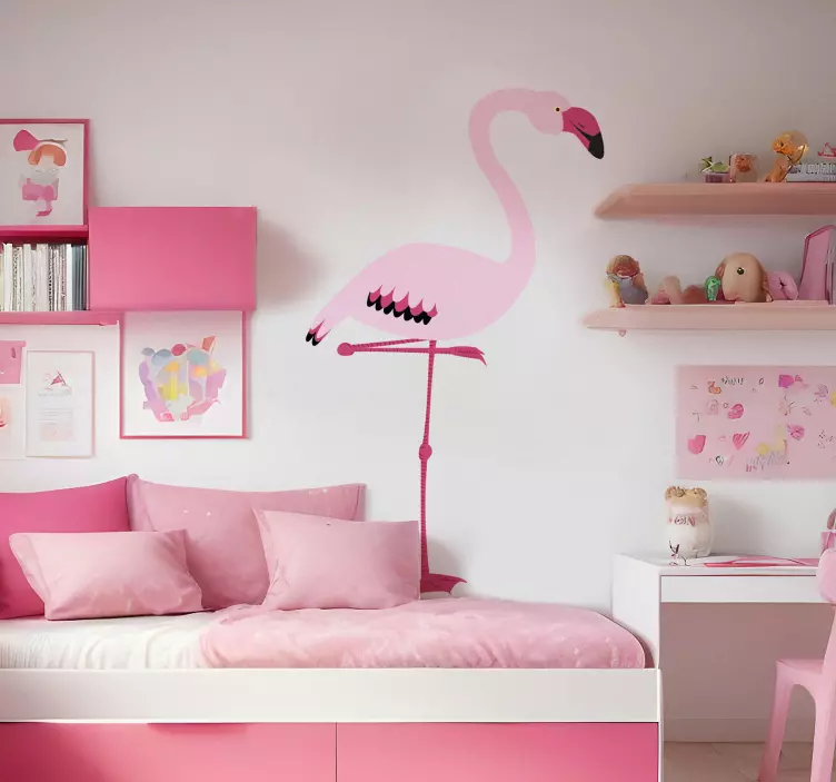 Pink Flamingo Wall Art Decal - TenStickers