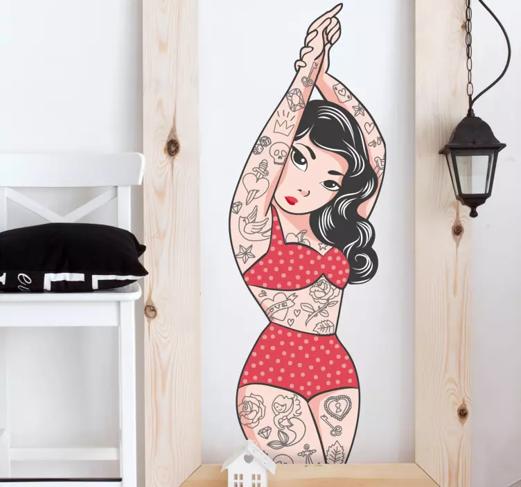 Pinup Girl with Tattoos Wall Sticker - TenStickers