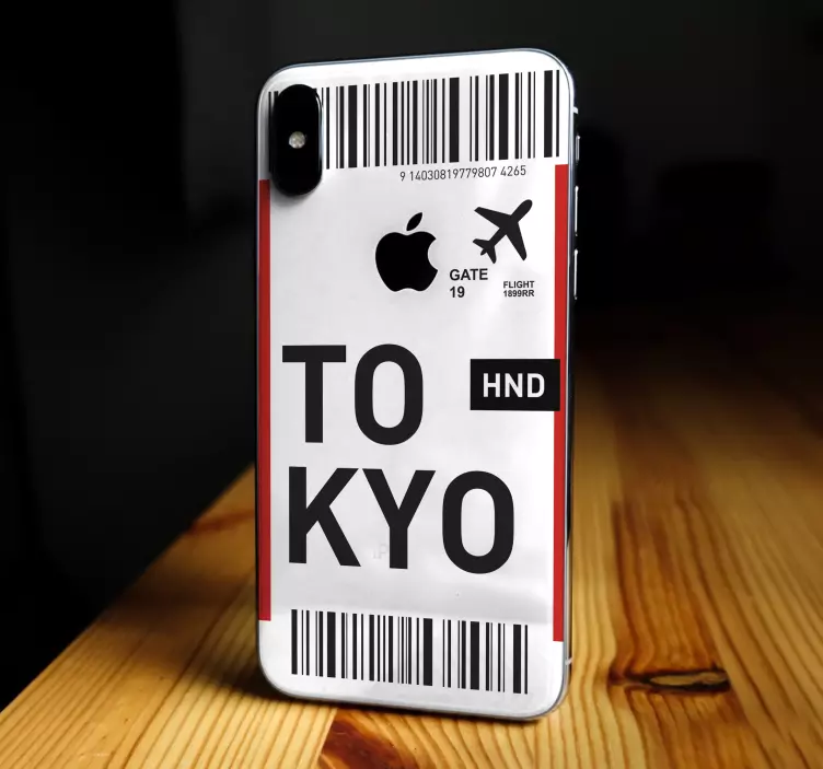 Plane ticket to Tokyo iPhone sticker - TenStickers