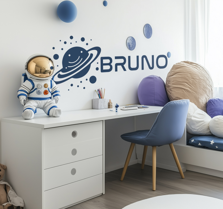 Planet and custom name space wall sticker - TenStickers