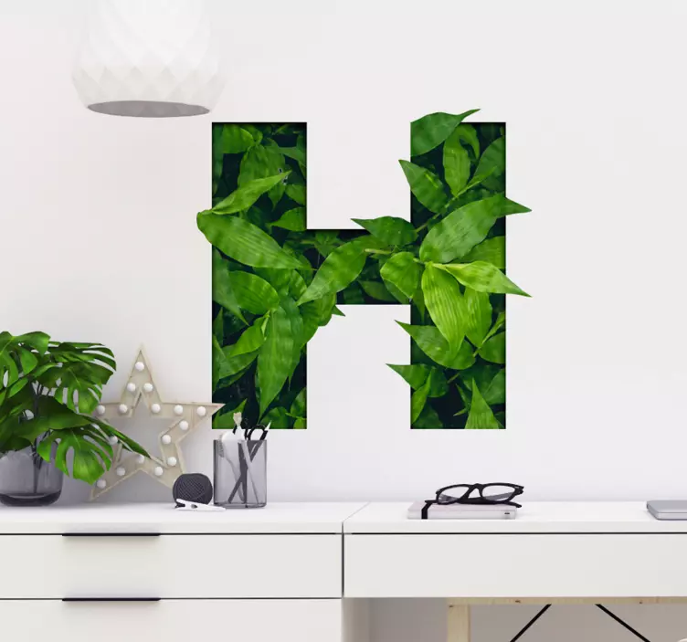 Plant sticker custom letter h with leaves - TenStickers