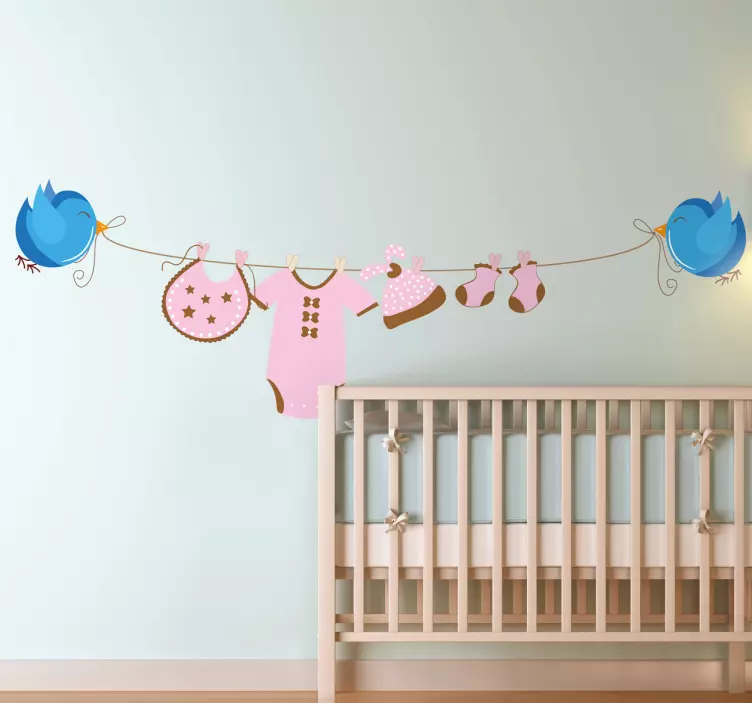Playful Birdie Baby Clothes wall sticker for kid - TenStickers