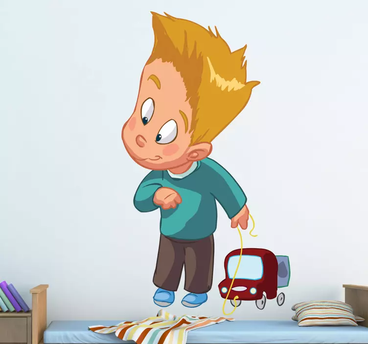 Playful Boy Pulling Toy wall sticker for kid - TenStickers