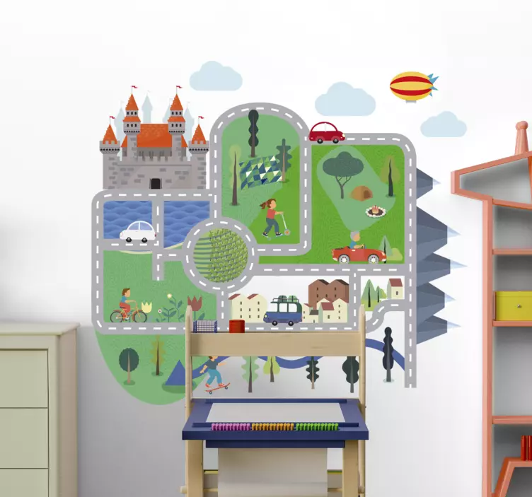 Playful Castle Scene wall sticker for kid - TenStickers