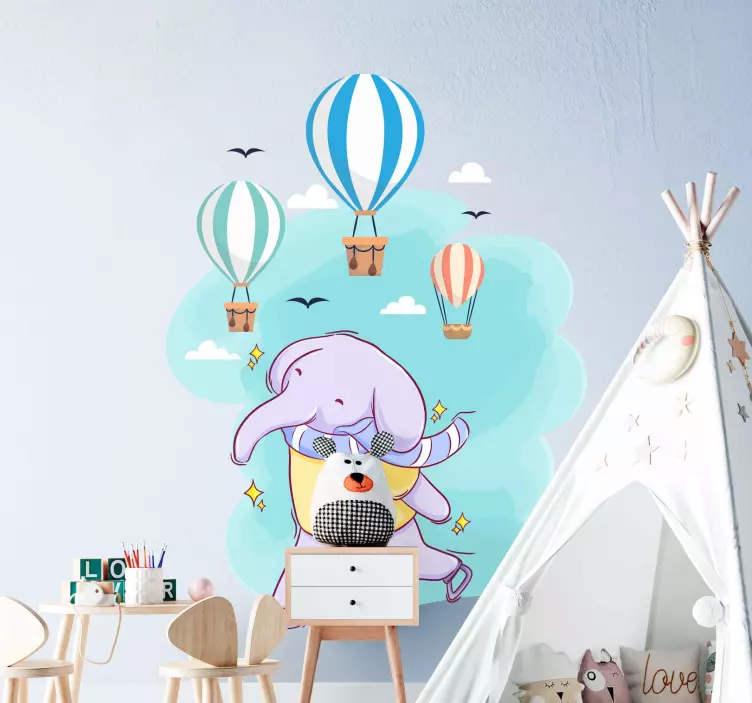 Playful Elephant Adventure wall sticker for kid - TenStickers