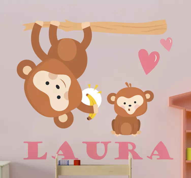 Playful Monkey Duo wall sticker for kid - TenStickers