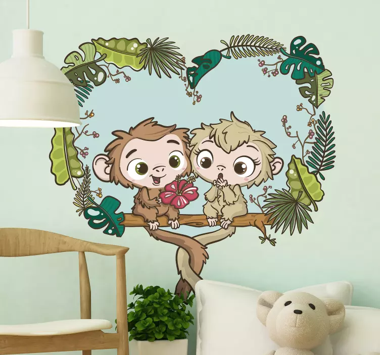 Playful Monkey Friends wall sticker for kid - TenStickers