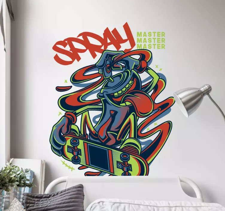 Skateboard graffiti character wall sticker - TenStickers