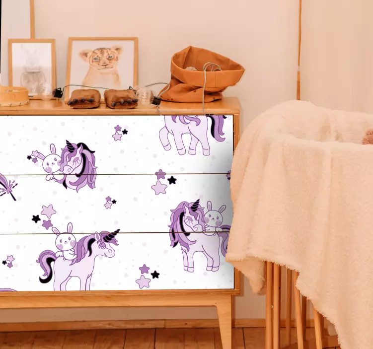 Purple unicorns furniture sticker - TenStickers
