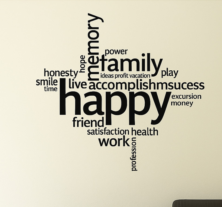 Positive words Collage wall decal for living room - TenStickers