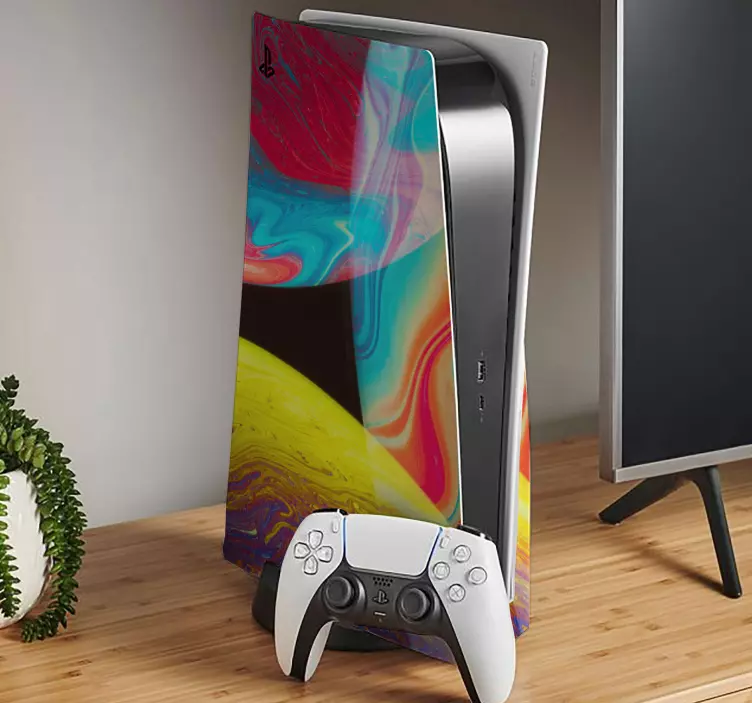 Ps5 skin with bright cosmic designs - TenStickers