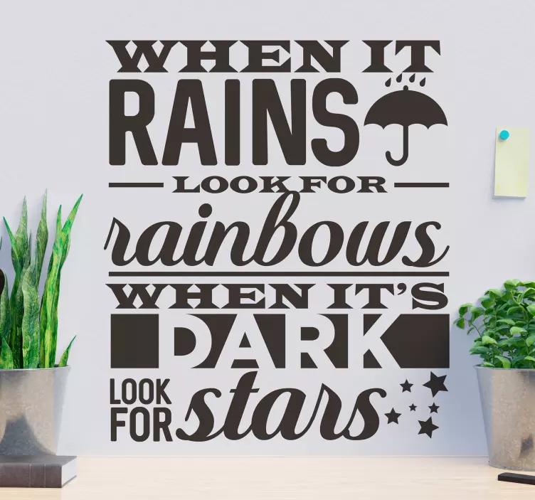 Quote sticker look for rainbows and stars - TenStickers