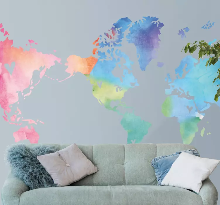 Rainbow America World Map world sticker - TenStickers