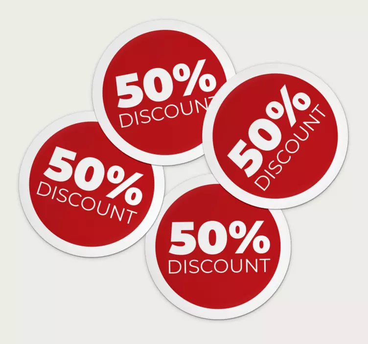 Red circular discount sale window stickers - TenStickers