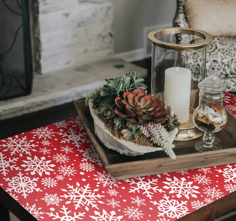 Red Snowflake Pattern holiday sticker - TenStickers