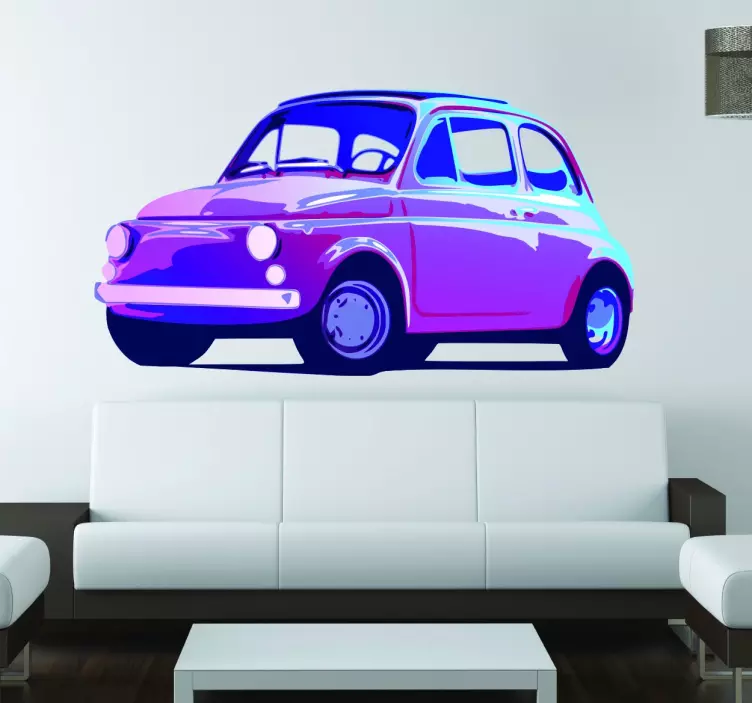 Retro Fiat 500 Wall Sticker - TenStickers