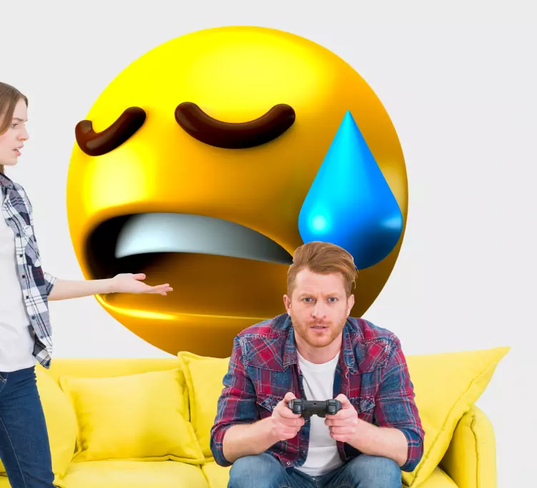 Sad emoji design wall sticker - TenStickers