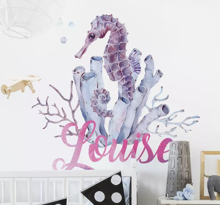 Seahorse coral customization sticker - TenStickers