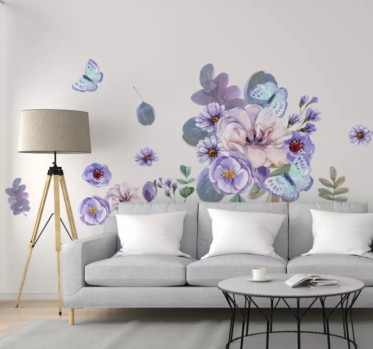 Set of watercolor flowers flower wall sticker - TenStickers