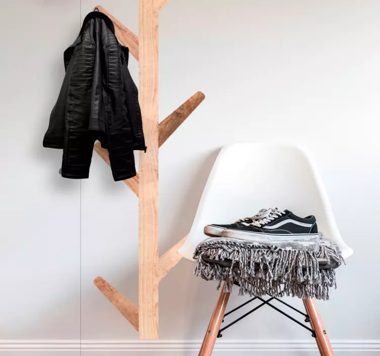 Wooden coat hanger design coat hanger sticker - TenStickers