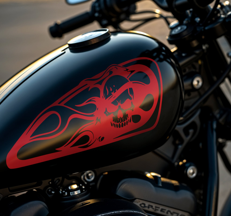 Skull in fire motorcycle decals - TenStickers