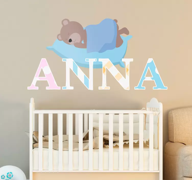 Sleeping Bear Character wall sticker for kid - TenStickers