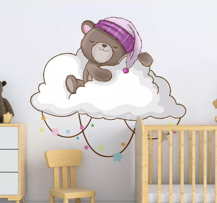 Sleeping Bear Cloud wall sticker for kid - TenStickers