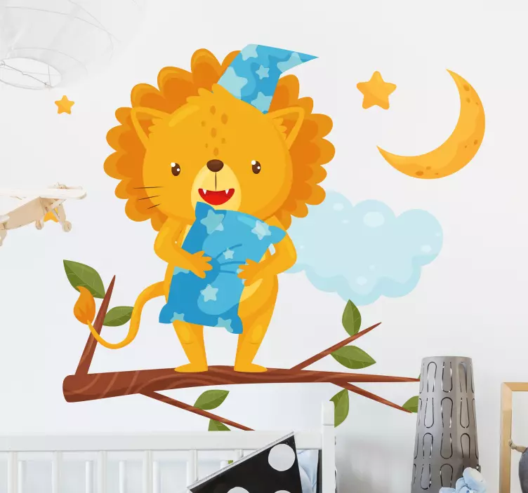 Sleepy Lion Pajama wall sticker for kid - TenStickers
