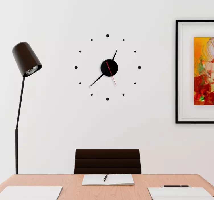 Small dots hours wall clock sticker - TenStickers