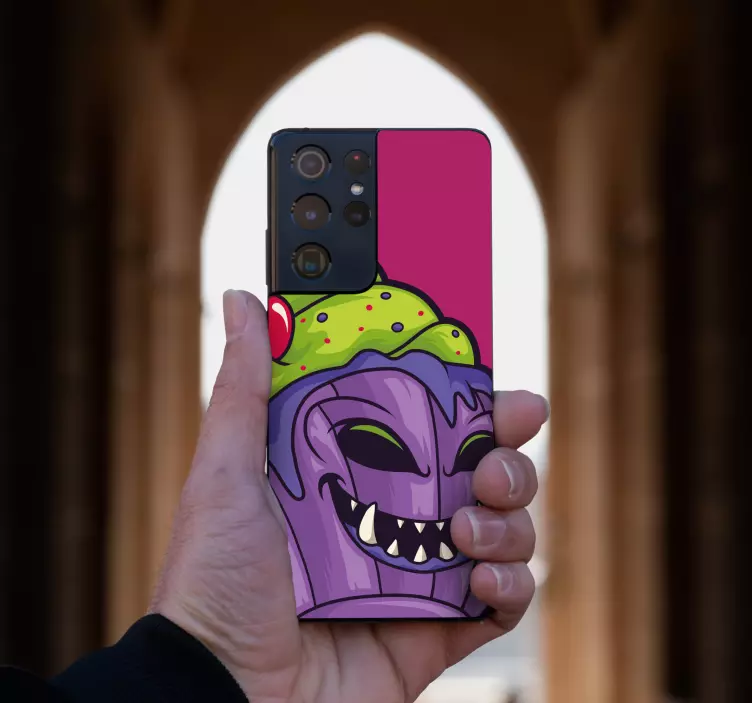 Smiling Cupcake Character Samsung stickers - TenStickers