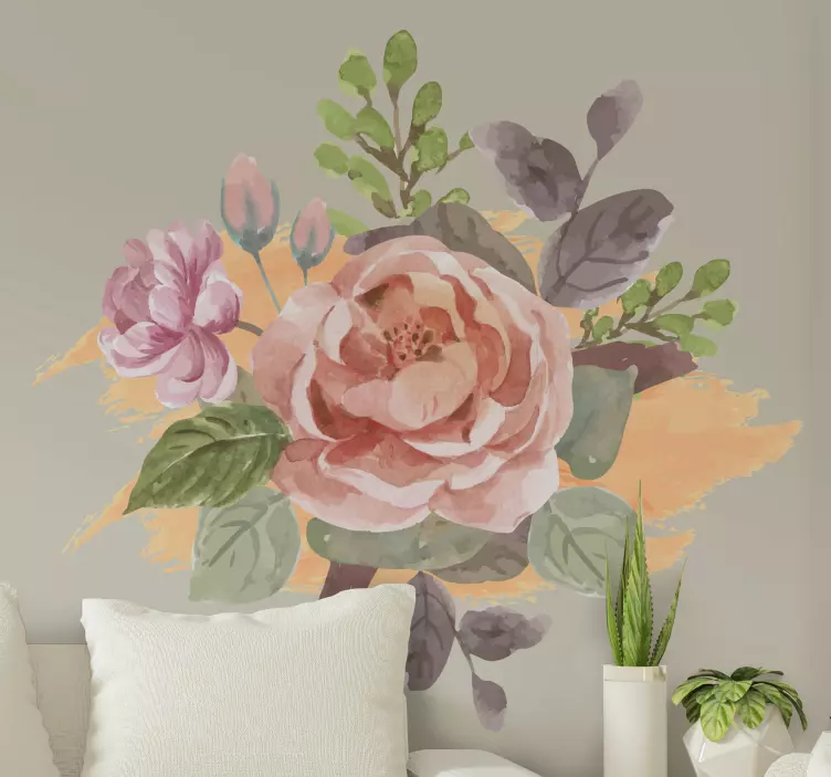 Splash rose flower wall sticker - TenStickers