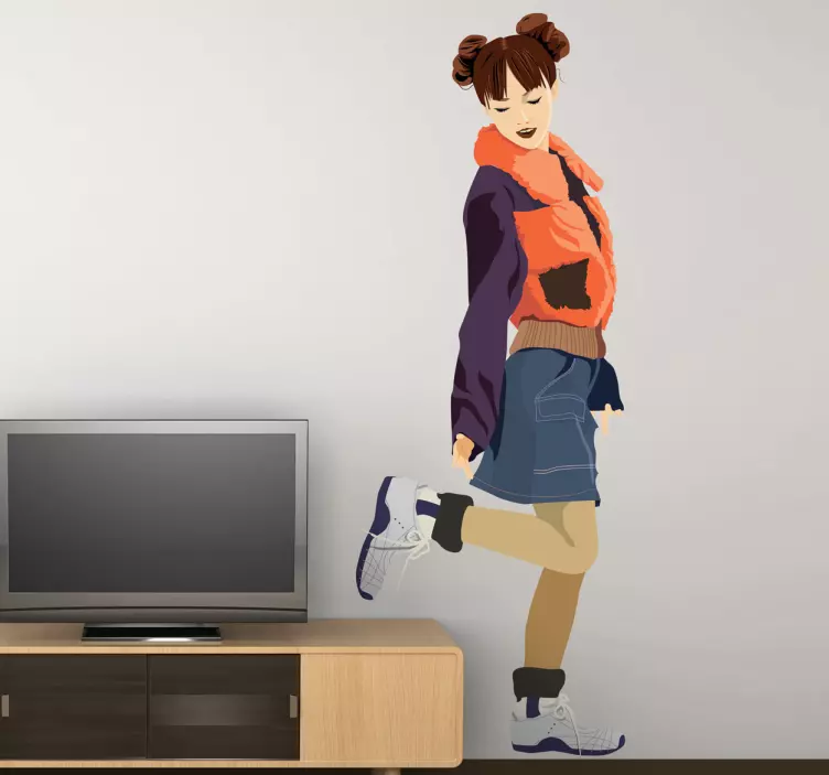 Stylish Girl Pose character sticker - TenStickers