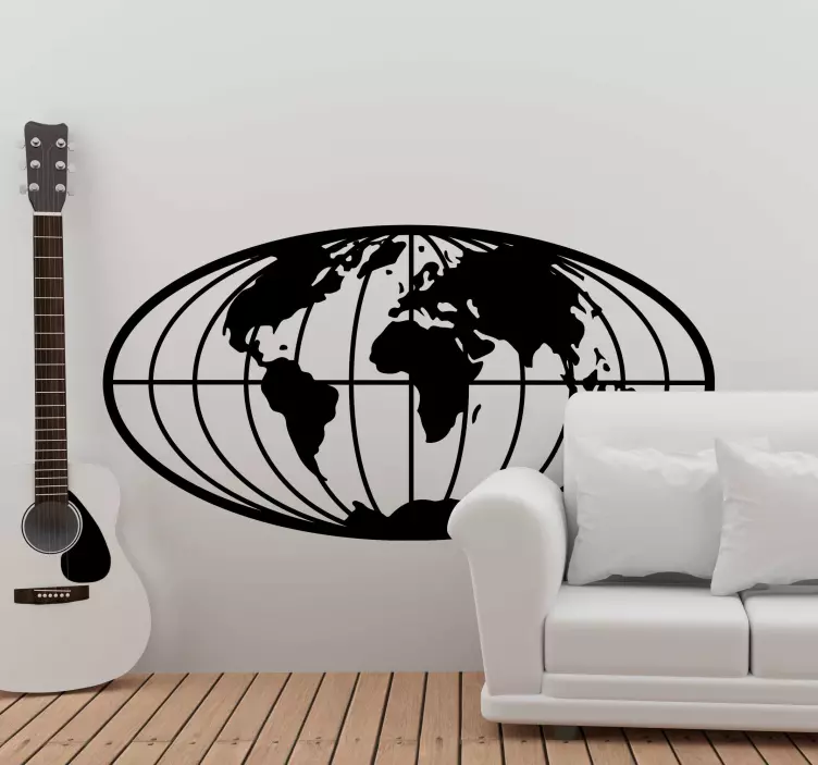 Stylized World Map location sticker - TenStickers